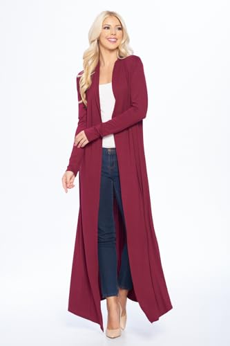 Image of Isaac Liev Maxi Cardigan Duster Sweater - Women's Extra Long Open Front Full Length Lightweight Cardigans Dusters Sweaters