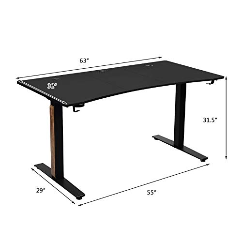 Tangkula 63" Gaming Desk with Cup Holder - Image 6