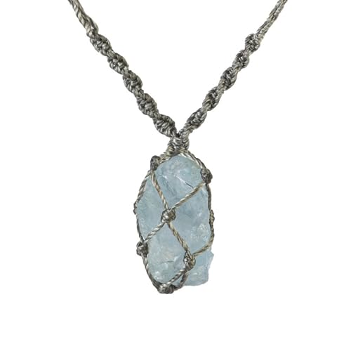 Handmade Celestite Macram&eacute; Necklace &ndash; Raw Celestine Crystal Pendant Jewelry, Adjustable Cord, Unique Gift for Women & Men