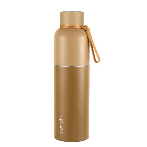Image of Perch Water Bottle 1 LTR Stainless Steel | Crafted by Pexpo | Hot and Cold Flask | ISI Certified | Vacuum Insulated | Leak Proof Lid | for Office, School, Gym, Home & Travel | Zenith 1000ml | Brown