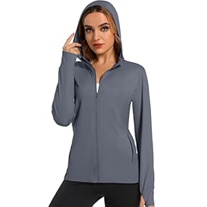 MAGCOMSEN Women’s Sun Protection Shirts Laydies UPF 50+ Full Zip Hoodies Summer Athletic UV Tops
