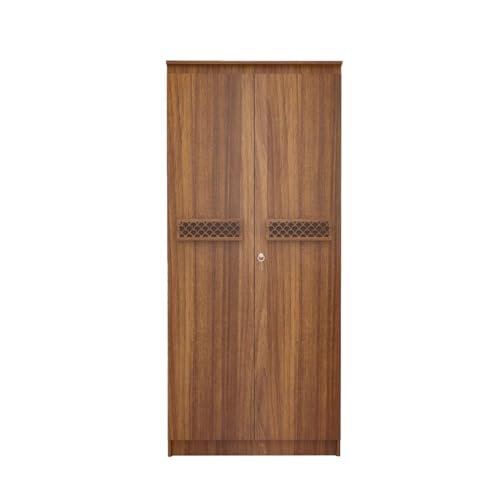 Image of COUCH CULTURE Engineering Wooden Wardrobe Almirah for Cloth with 2 Doors | Almirah for Clothes Wooden | Wardrobe Organizer | Multipurpose | Leon Teak, Model - Sydney 1 Year Warranty