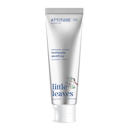 Attitude Toothpaste with Fluoride Prevents Tooth Decay and Cavities Vegan Cruelty-Free and Sugar-Free Blueberry 4.2 Oz