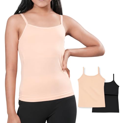 Image of Lily Chic Lightly Padded Camisole for Girls | Ages 8-16 Years | Soft Cotton Slips | Covers Developing Nipple Buds | Perfect Under Uniforms & Tops | Pack of 2