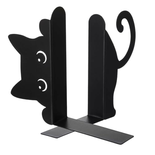 Sujetalibros Lindos | 2 Piezas Metal Negro Bonito para Sujetar Libros,Decoración De Oficina Estética - para Estantería, Escritorio, Oficina, Escuela, Hogar, Cocina, Amantes Y Niños