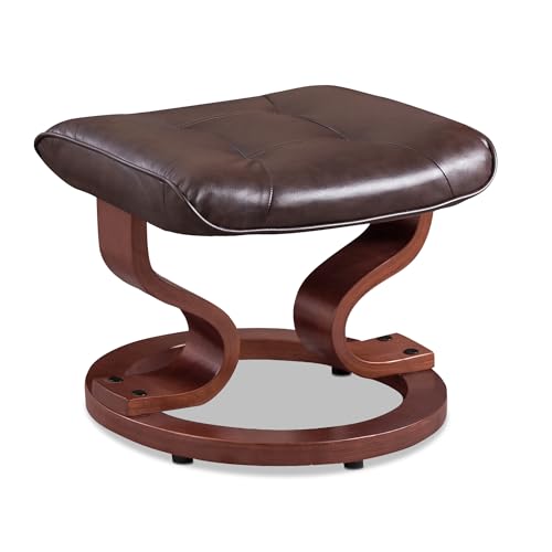 MCombo Manual Swivel Recliner with Ottoman, Chair Ottoman Set for RV Small Spaces, Living Room, Bedroom, Office 9019 4919 (Faux Leather, Dark Brown)