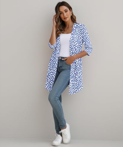 Image of YSYOKOW Lightweight Cardigans for Women 3 /4 Sleeve Long Open Front | Cardigan sweaters for women lightweight, summer cardigans for women lightweight, long cardigans for women trendy, dressy
