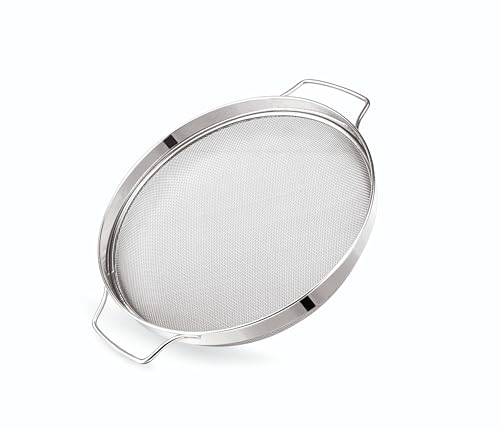 HOMETRONICS Stainless Steel Puran Jali/Chalani/Strainer | Mesh For Sieving And Pulping of Food Grain And Mango (9 NO. Medium 24CM),Silver
