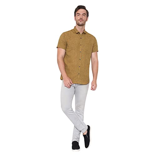 Image of LATEST CHIKAN Men's Cotton Blend Textured Half Sleeves Shirt