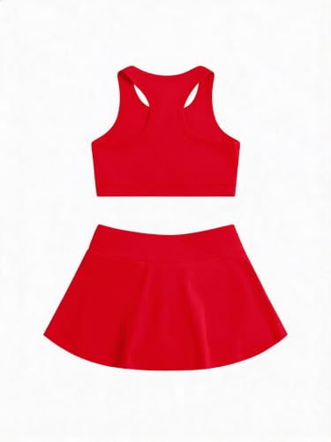 Image of SOLY HUX Toddler Girl's 2 Piece Workout Outfits Lightweight Crop Tank Tops and Skort Athletic Set