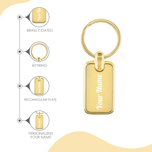 Image of CORPORATE PORIUM Your Name Printed Stainless steel with House Shape Keychain for Men, Women, Home, Office, Bike and Car Customized Metal Key Chain for Real Estate House Gifts, Gold, Pack of 1