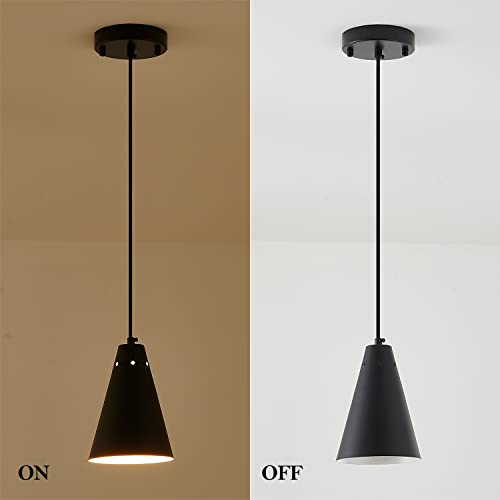Dijiahua Black Pendant Lights 3 Pack For Kitchen Island,Small Modern Industrial Chandeliers With Cone Metal Shade,Mini Adjustable Cord Hanging Lighting Fixtures For Over Sink,Bar,Dining Room thumb #6