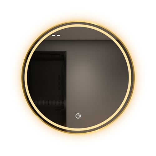SXKJQER Espejo Redondo De Baño Espejo De Baño con Interruptor Táctil，Espejos Decorativos Pared，Espejo Decorativo De Pared para Entrada, Salón, Decoración del Hogar, 50x50cm, 60x60cm, 70x70cm(50x50cm)