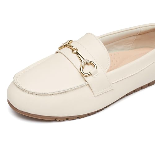 Image of Women's Wide Loafers Casual Slip on Flat Shoes Women's Comfort Penny Loafers with Arch Support Women Dressy Moccasins