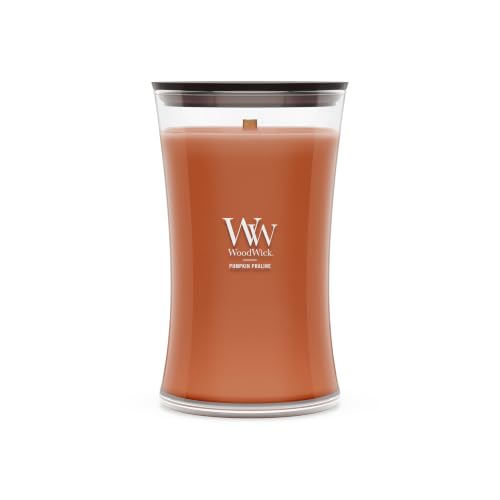 Image of WoodWick Pumpkin Praline Holiday Candle Gifts for Women and Men, 21.5 oz Large Hourglass Candle with Crackling Wick