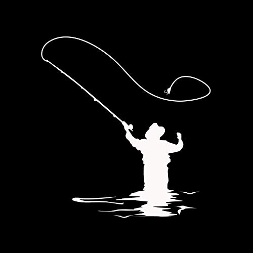 greestick Aufkleber Fischer Fliegenfischen 12x13cm Silber by Angler Sticker Decal Vinyl