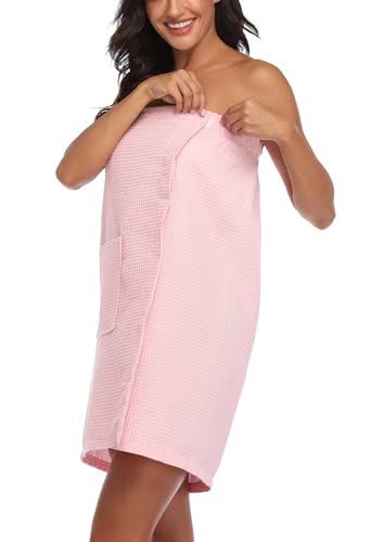 Image of 3 Pcs Towel Wrap for Women Lightweight Waffle Spa Bathrobe Cover Up Bath Shower Wraps with Adjustable Closure