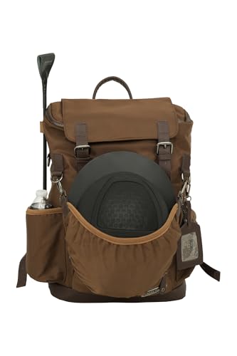 Grand Prix Deluxe Equestrian Backpack, Water-Repellent Riding Gear Bag with Boot Compartment and Organizer Pockets, Brown4