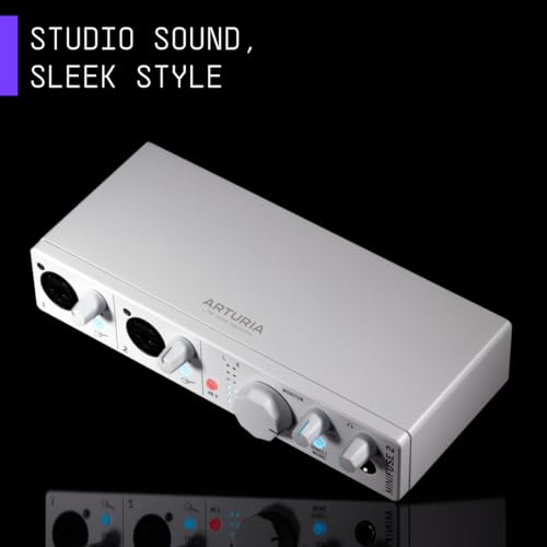 Image of Arturia - MiniFuse 2 - Compact USB Audio & MIDI Interface with Creative Software for Recording, Production, Podcasting, Guitar - White | 2 Combo Xlr and Trs Preamps with 48V, 5-Pin Midi I and O, USB Hub, Loopback, Software Bundle