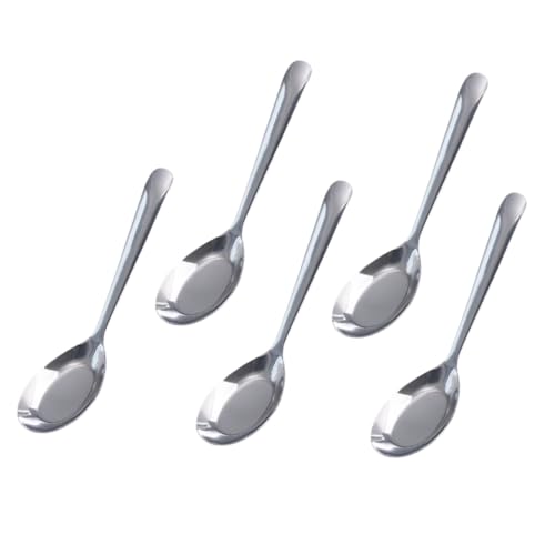 Wakauto 5pcs Stainless Steel Soup Spoons Kitchen for Rice Soup and Dumplings Design for Home Restaurants and Catering Services