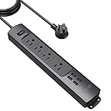 Power Strip Surge Protector USB - TROND Flat Plug 6ft Long Extension Cord with 4 USB Ports & 4 AC...
