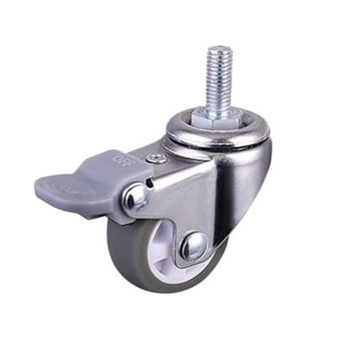 4 Pieces/lot 1 inch/1.25 inch/1.5 inch/2 inch Lightweight TPE Caster mini Screw Universal Sliding Wheel with Brake Silent Furniture Gray Rubber(M8 Brake,1.5 Inch)