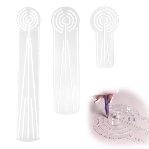 WRQIOO 3 en 1 Mandala Règle Outil avec Trous Mandala Dot Art Cercle Maker Compas Rapporteur Règle Droite Dotting Règle pour Dot Art Géométrique Mand-ala Motif Design 3 Tailles