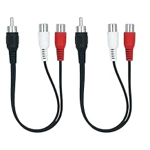 RCA Splitter 1 Male to 2 Female Audio Cable, RCA Y Adapter Extension Cord for Speaker, Phono, Amplifier, Audio Mixer, Car Audio 2-Pack