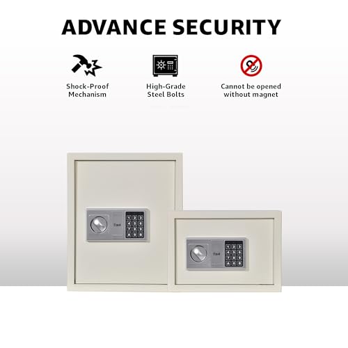 Image of Equal 48L Retro Safe Locker for Home | Digital PIN Code + Emergency Key | Glossy Ivory Finish | 10-Gauge Steel Door | 3 Year Warranty | 48 Litre