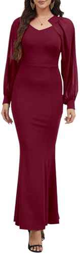 Image of Women's Elegant Formal Mermaid Maxi Dress Off Shoulder Long Sleeve Wedding Split Evening Gown Prom Cocktail Party Dresses