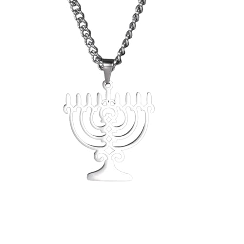 Collier de Hanoukka Menorah avec pendentif triangle géométrique pour hommes et femmes