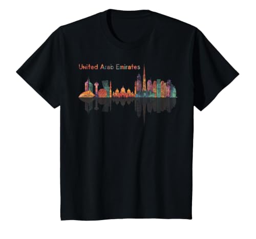 Travel UAE United Arab Emirates Dubai Abu Dhabi Vacation Tee T-Shirt, Youth, Black, Large