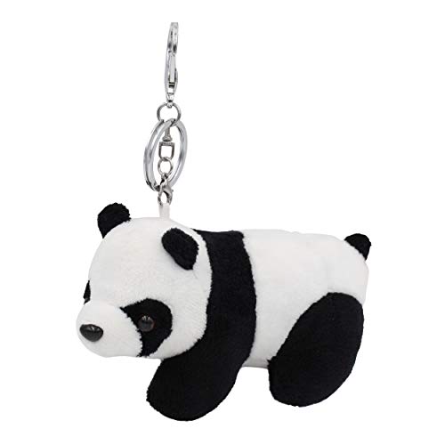 REAL SIC Fluffy Animal Pom Pom Keychain - Faux Fur Fuzzy Charm For Women & Girls (Mini Panda)