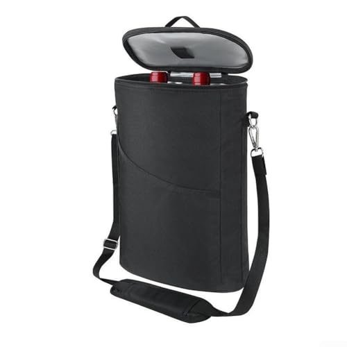 Bolsa enfriadora de vino aislada, bolsa enfriadora de vino a prueba de fugas con correa de hombro ajustable, bolsillo frontal y acolchado anticolisión para protección de botellas