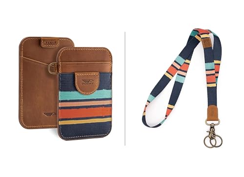 POCKT Slim Card Holder Wallet + Neck Lanyard for Keys Bundle for Women | Cali