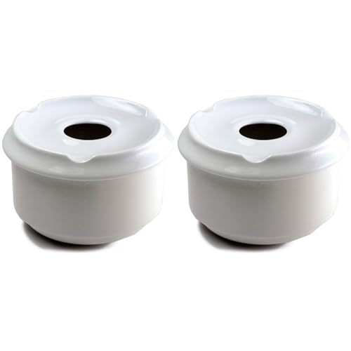 Acan Tradineur - Pack de 2 Ceniceros Redondo de cerámica - Recipiente con Tapa removible y Muescas para cigarros - Uso Interior y Exterior - Ø 11 x 6 cm - Color Blanco