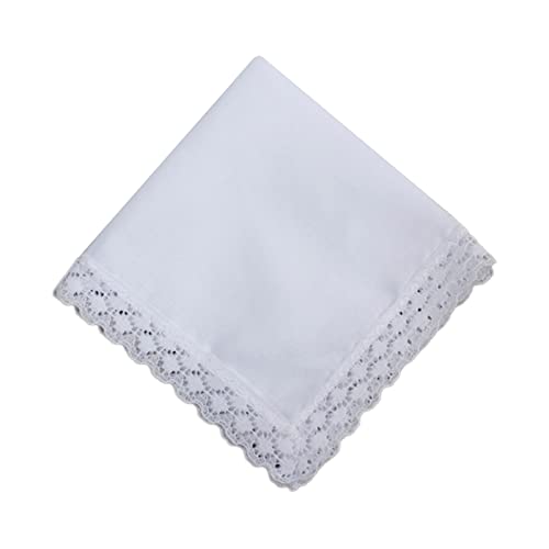 Haiki Lenço de algodão leve com acabamento de renda, lavável, lenço de bolso para adultos, casamento, festa