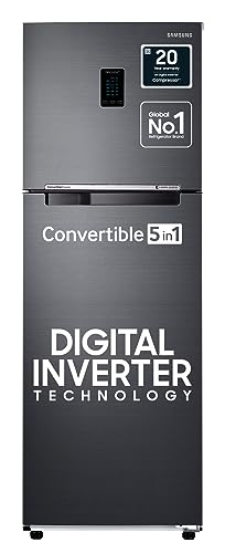 Image of Samsung 322L 1 Star Convertible 5 In 1 Digital Inverter Frost-Free Double Door Refrigerator Appliance (RT37C4521B1 /HL,Black Doi