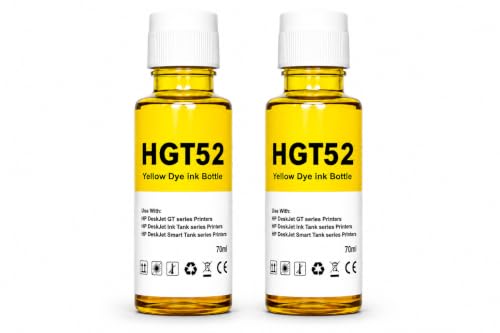 Image of ROHINK GT51 GT52 Ink Refill Dye Ink Compatible with HP Ink Tank 115, 310, 315, 319, 410, 415, 416, 419, 455, 500, 515, 530, 615, GT 5810, GT 5811, GT 5820 (HP HGT52 Yellow Pack 2)