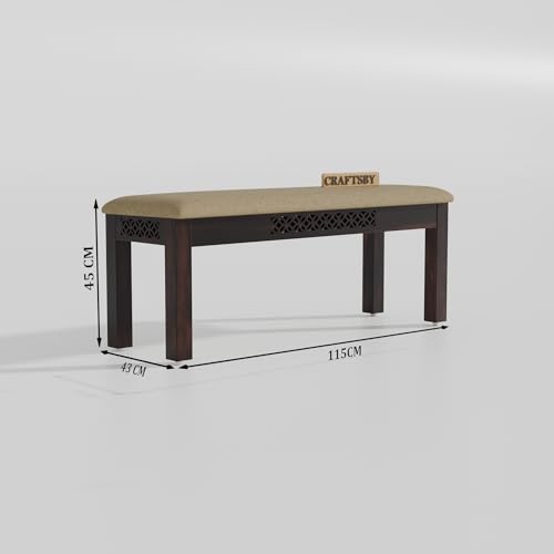 Image of 57 Inch Length Solid Sheesham Wood 6 Seater Dining Table Set | Six Seater Dinner Table with 4 Cushions Chairs & 1 Bench | Dinning Table Set 6 Seater for Living Room | Walnut Finish