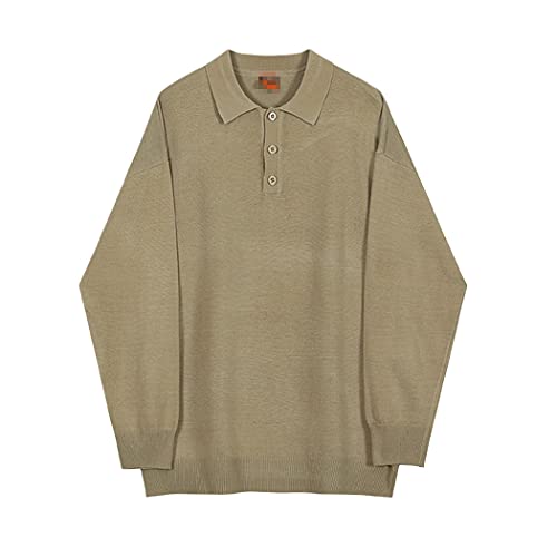 Polo coréen à manches longues isolation mi-saison homme jaune vert XL