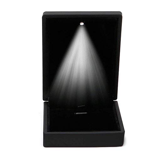 Preisvergleich Produktbild YuamMei LED-Anhänger-Box, beleuchtete Halskette, Schmuck-Display-Aufbewahrungskoffer für Verlobung, Hochzeit, Geschenk (Schwarz)