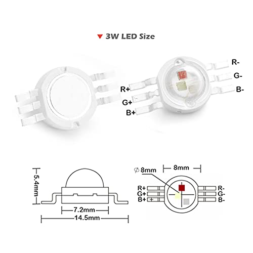Image of CHANZON 10 pcs High Power Led Chip 3W RGB 6 pins
