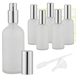 Frosted Clear Glass Spray Bottle 4oz for Essential Oils, Cologne, Perfume, Refillable Silver Fine Mist Sprayers(6 PACK)