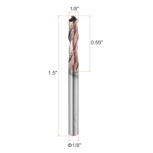 Image of HARFINGTON 5 Pcs Ball Nose End Mill 2 Flute 1 /8 inch Diameter 1 /8 inch Shank Tungsten Carbide TIN Coated Spiral CNC Router Bits 0.59 inch Cutting Length Single End Ball for Carving Engraving Grinding