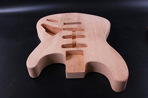 WUQIMUSC Corpo de guitarra inacabado para estilo ST DIY madeira de mogno estilo SSS parafuso no calc