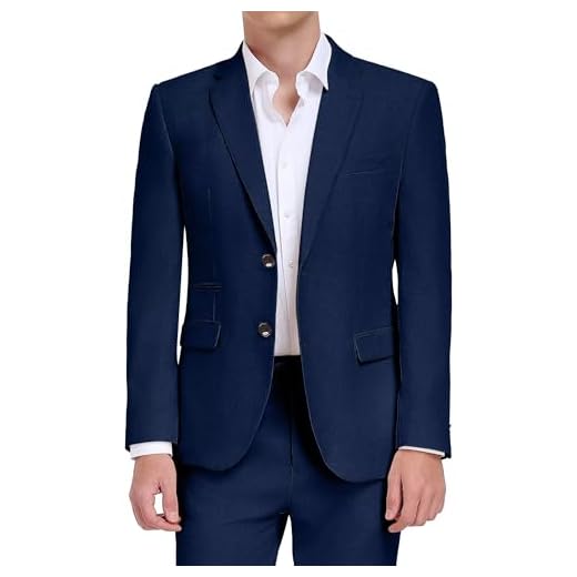 Terno masculino de linho retrô de 2 peças para homens, blazer slim fit, conjunto de calça com cordão, conjunto de smoking, verão, praia, casamento, Azul marinho, PP