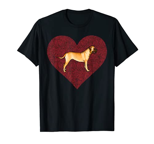 Bullmastiff Valentines Day Dog Love Fingerprint T-Shirt, Black