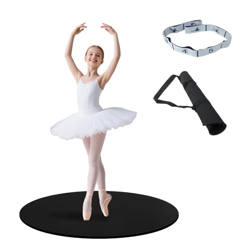 Marley Dance Floor 30.7 Portable Dance Floor Mat Anti Slip 1.3cm Thick Ballet Tap Dance Board Equipped with a Stowable Cord and Leg Stretcher For Ballet Jazz Tap and All Types of Party