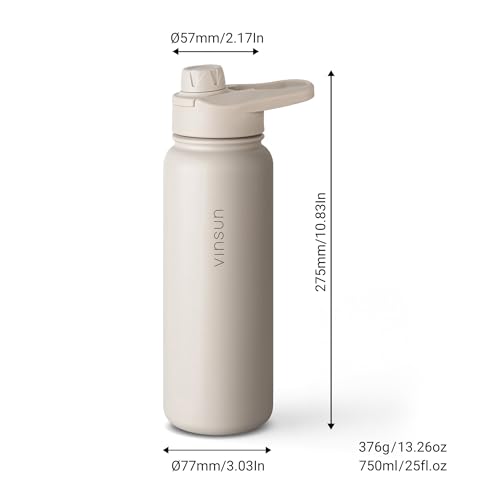 VINSUN Stainless Steel Water Bottle with Straw 750ml, Leakproof, BPA Free, Straw Lid, Drinking Opening - Image 4